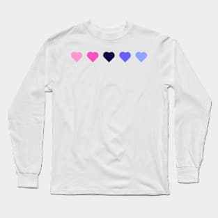 Bi+ Hearts Omnisexual Flag (Solid) Long Sleeve T-Shirt